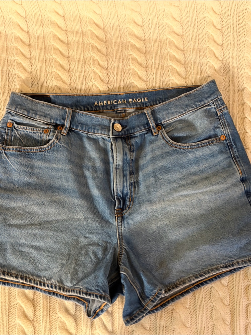 American Eagle Outfitters Light Blue High-Rise Denim Shorts